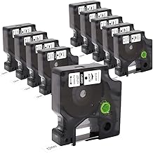 Compatible Dymo D1 45013 S0720530 Label Replacement Tape (12mm x 7m) Black Adhesive Tape on White Tape with Dymo Label Manager 160 200 210D 280 360D 420P 450D 10 Pack