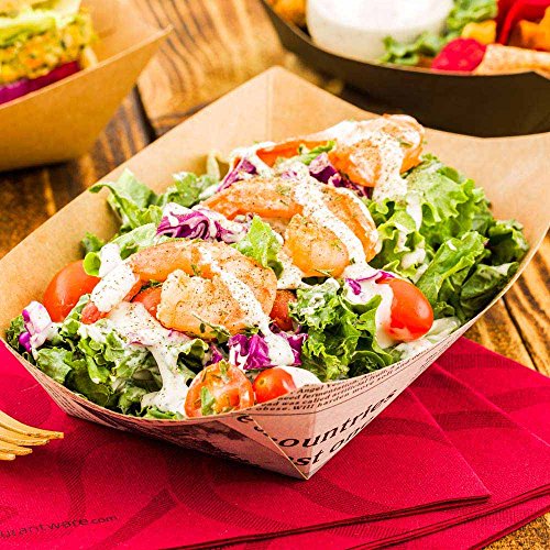 image for Bio Tek 5.4 Inch Food Boats, 200 Disposable Paper Food Trays - Heavy-D