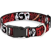 Clip en plastique pour collier de chien &agrave; boucle du vendredi 13 Jason Mask4 Axe Blood Splatter Noir Rouge 9 &agrave; 15 pouces 0,5 pouce de large