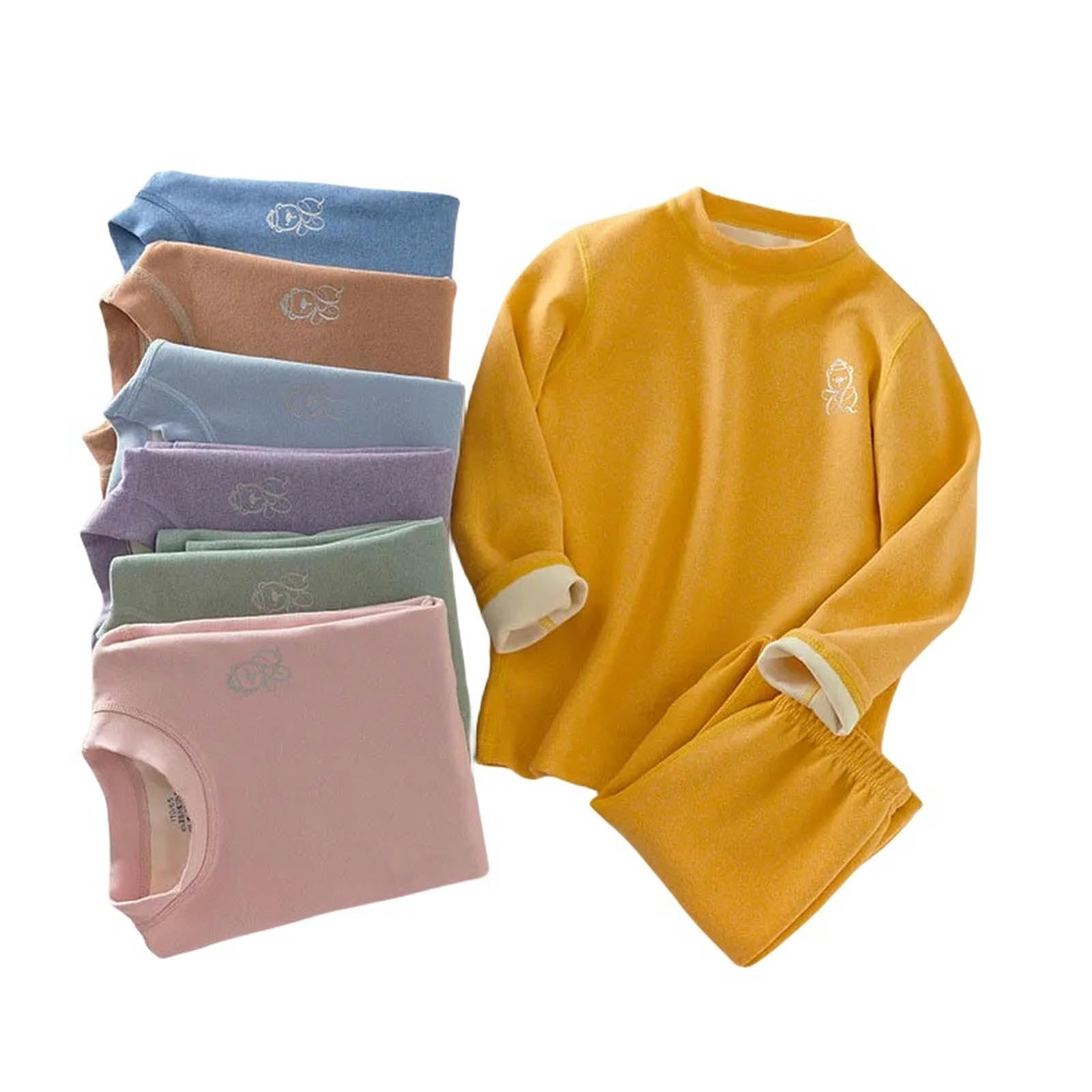 Zonto sous-vêtements d'hiver pour Enfants Ensemble De sous - Vêtements Chauds pour Enfants Pantalon d'hiver Garçon Fille Épaissi Homewear Chaud 14-15 Ans