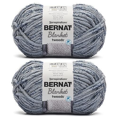 Bernat Blanket Tweeds Sea Tweed Yarn - 2 Pack of 10.5oz/300g - Polyester - #6 Super Bulky - 220 Yards - Knitting & Crochet by Bernat - Used condition - US$17.10
