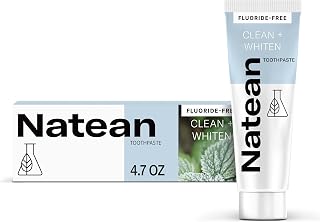 Natean Clean + Whiten Fluoride Free Whitening Toothpaste, Clean Mint - 4.7 Oz Tube