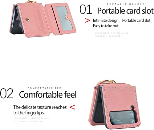 Miniatura 4 de Asuwish Funda de teléfono para Samsung Galaxy Z Flip 4 5G 2022 con anillo cruzado correa con cordón para tarjeta de crédito, soporte para celda,