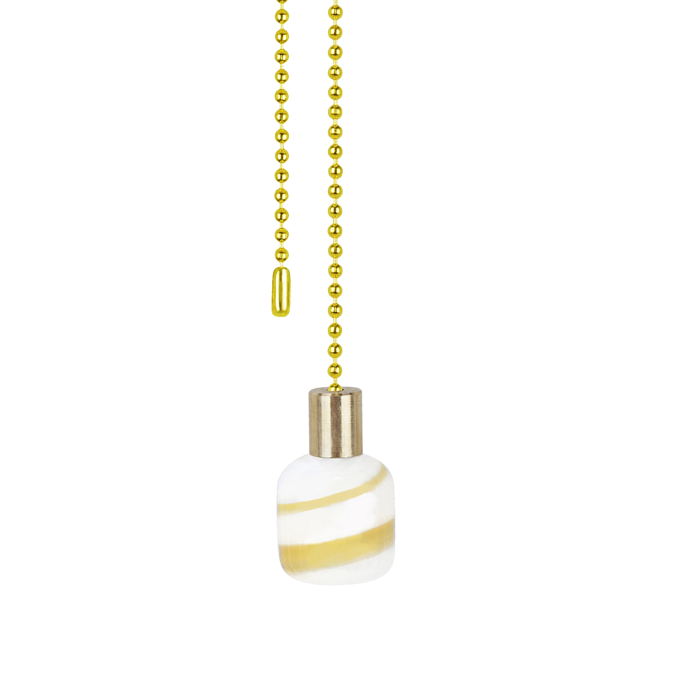 Aspen Creative 20509-11, 12" Cream with Yellow Line Glass Knob with Pull Chain in Copper (1 Pack)