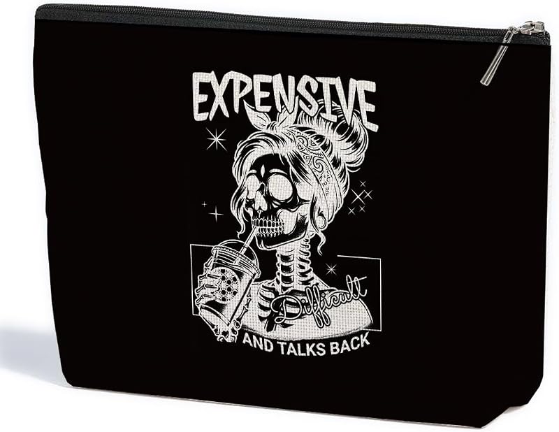 Necessaire ZHAMEN com estampa de caveira, estilo gótico, preta 1265