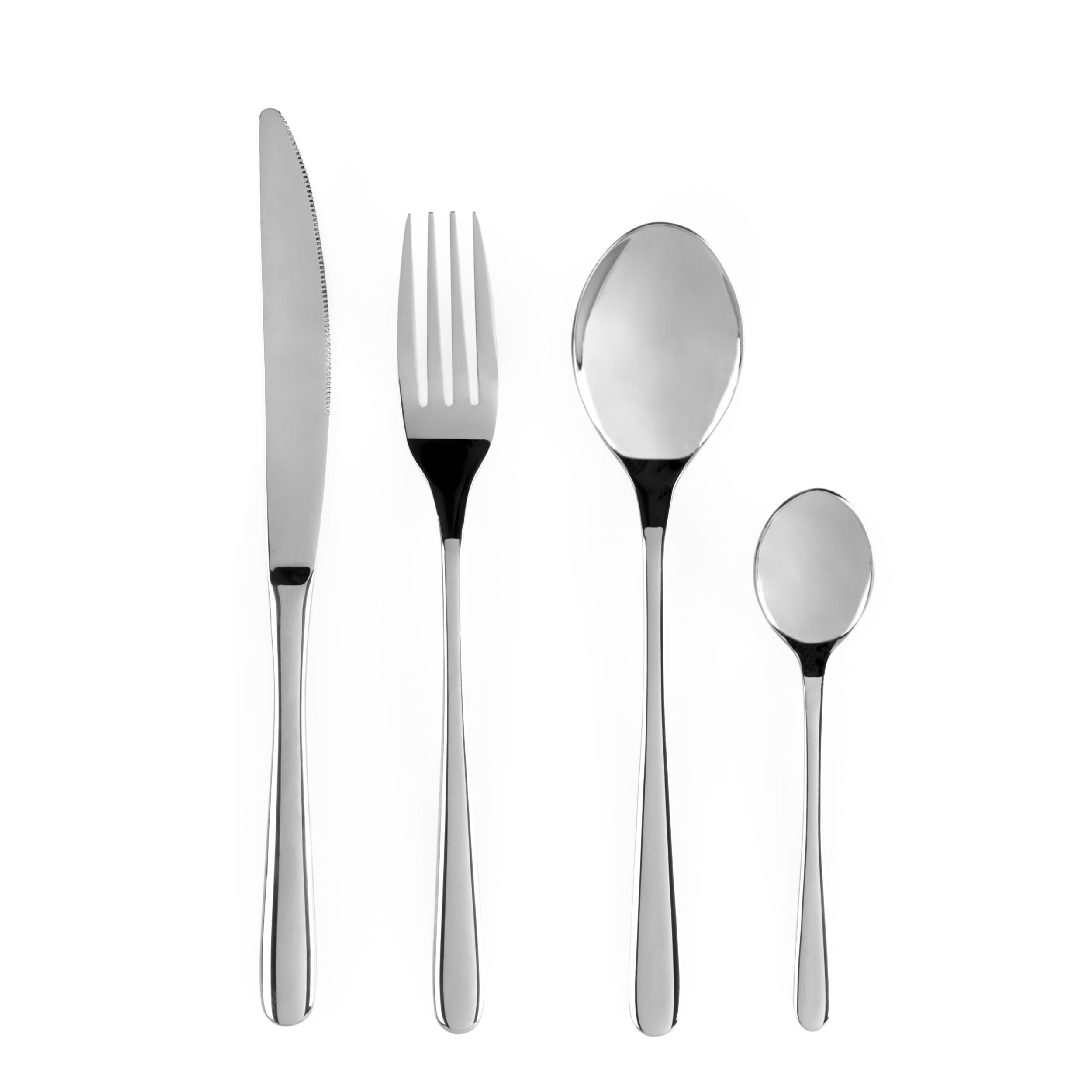 Russell Hobbs Capri 16 Piece Cutlery Set - 18/10 Stainless Steel, 4 Place Settings, Fork, Knife, Spoon, Teaspoon, Flatware, Tableware Silverware Set, Dishwasher Safe, Mirror Polished