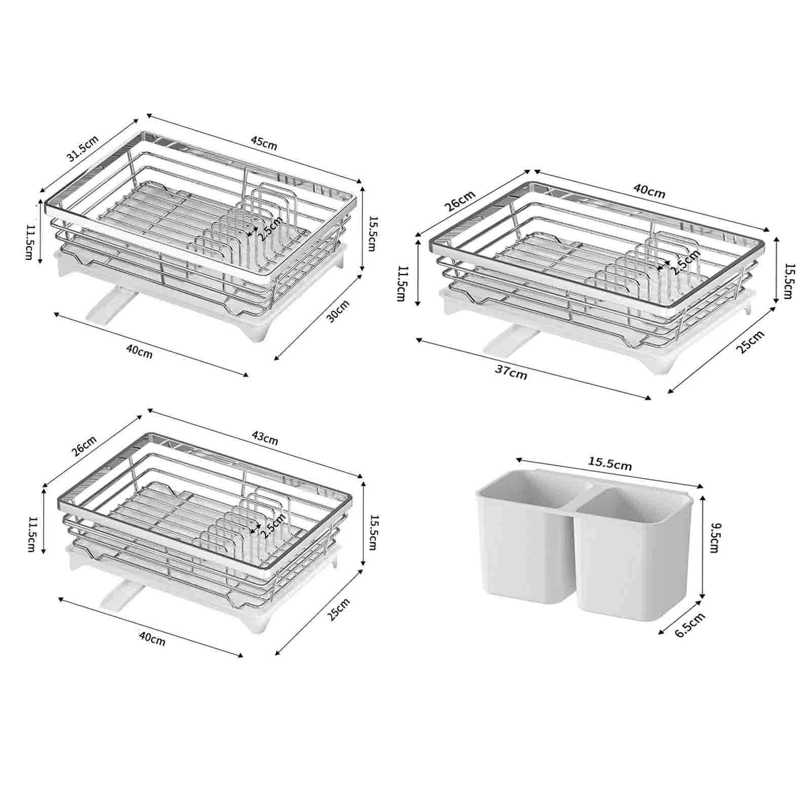 Abtropfgestell Geschirr Geschirrabtropfgestell Dish Rack Geschirrständer Abtropfhalter Ständer Abtropfgitter Geschirrablage Abtropfschale Abtropfständer Besteckkorb Edelstahl (40x26x15.5cm,silver)