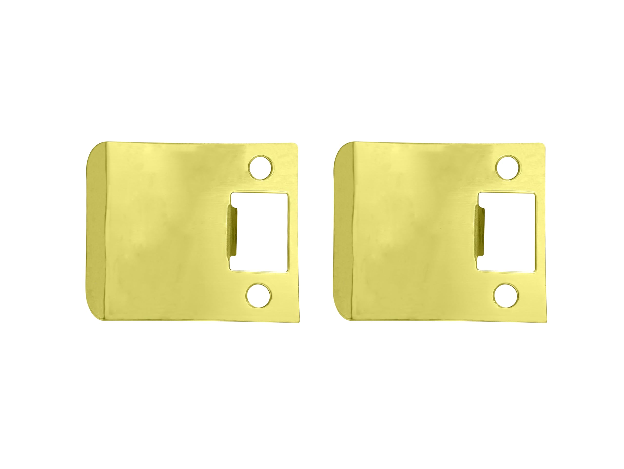 QCAA Solid Brass Extended Lip Strike, 3''X2-1/4", Polish Brass, 2 Pack, Made in Taiwan