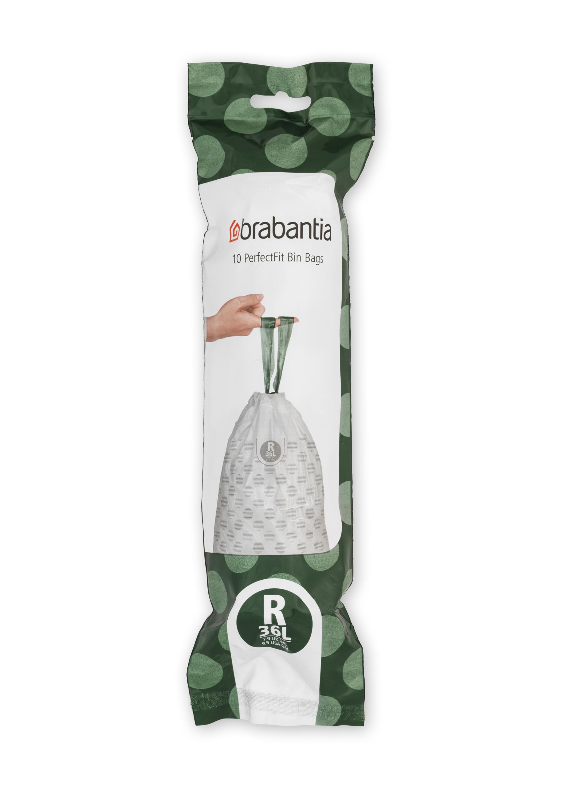 Brabantia 115622 Perfectfit Bags, Code R, 36L, 10 Pcs, White, 36 L/Size R