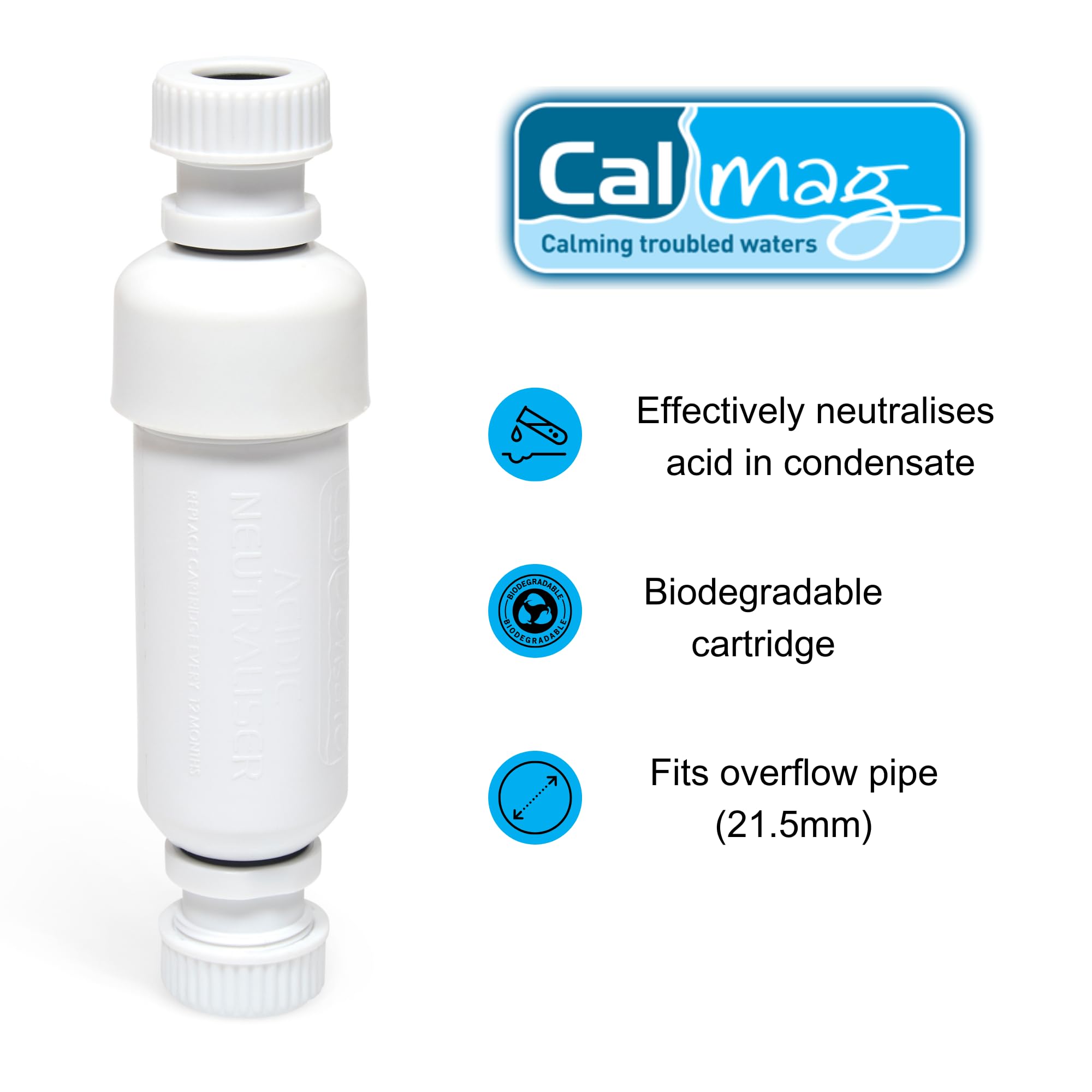 LavaTap Calmag - Neutralizzatore di acidi in linea per caldaie a condensazione CalDensate Condensa Neutralizzatore 21,5 mm