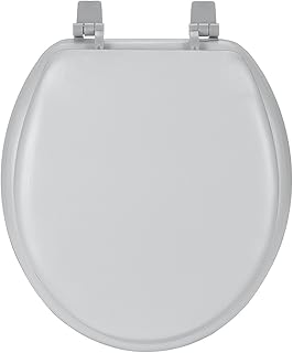 Achim Home Furnishings - Fantasia 17 inch Soft Standard Vinyl Toilet Seat, (Silver)