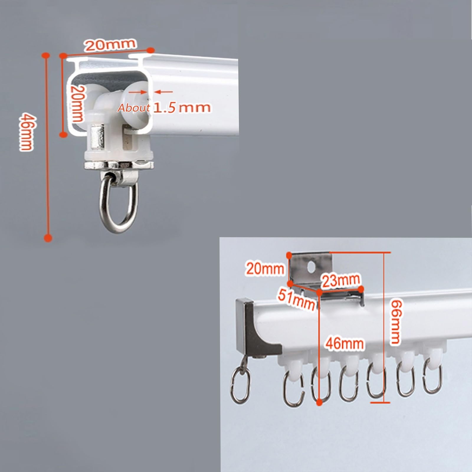 Genérico Sistema de rieles para Cortinas, Barra de riel de aleación de Aluminio de 3,1 m para Montaje en Pared: solución silenciosa y fluida para Separar ambientes en Salas de Estar, dormitorios y of