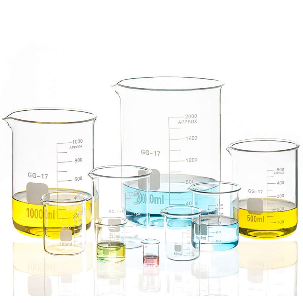 Glasbecher-Messbecher, Borosilikat-HochtemperaturbestäNdigkeit, Kitchen Lab School Mehrere Spezifikationen Messen Und Mischen Sie Den Becher Mit Dem AusgießEr,2000ml