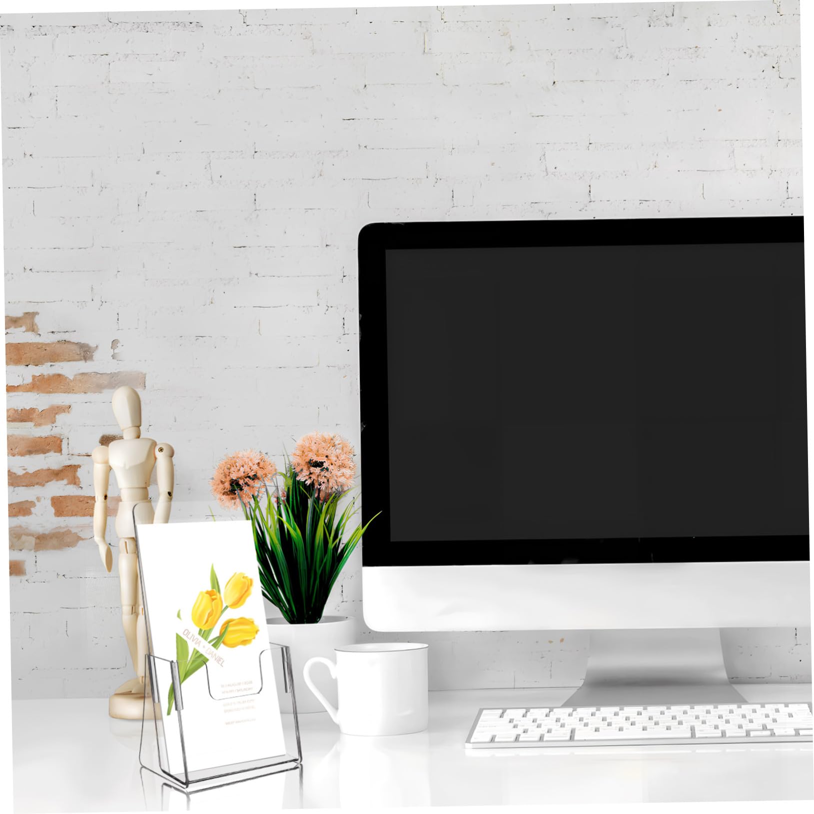 Porte-brochures en Acrylique Transparent Transmission Lumineuse Solide et Robuste Lot de 2 pour Organiser Brochures et Menus Bureau