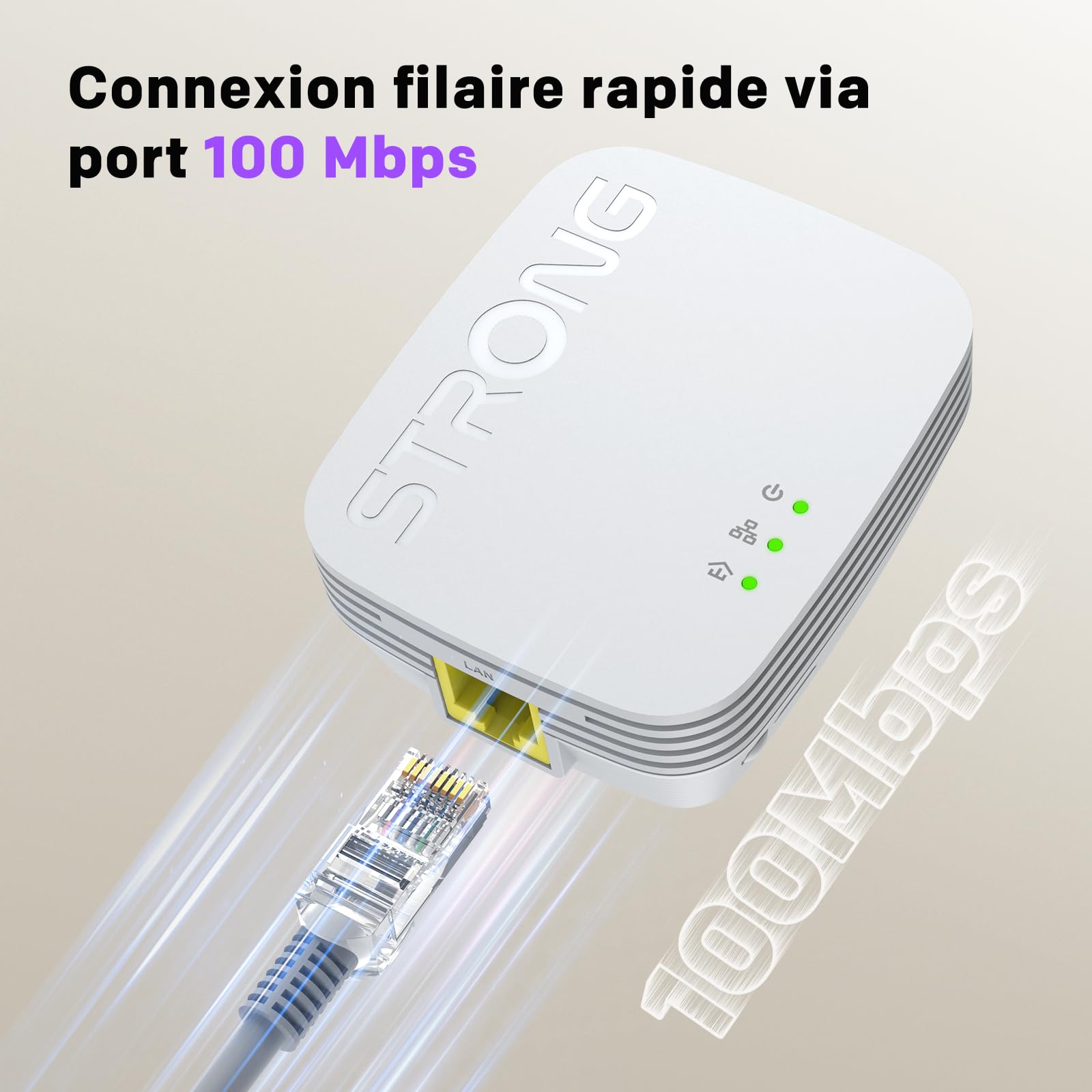 STRONG - Powerline 600 Kit Mini - Duo Prises CPL - Kit CPL - 600 Mbps - Compatible Toute Box/Routeur - 1 Port Ethernet - Installation Rapide Plug & Play - Accès Internet Haut Débit Partout - Blanc