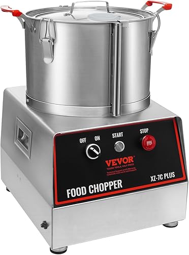 Miniatura 10 de VEVOR Procesador de alimentos y picador de verduras, cuenco de 7 cuartos de galón, picador de alimentos de acero inoxidable de grado alimenticio de