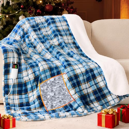 Heated Weighted Blanket for Adults Throw/Twin Size 13Lbs, 50'x60', 2-in-1 Electric Heating Pad Lap...