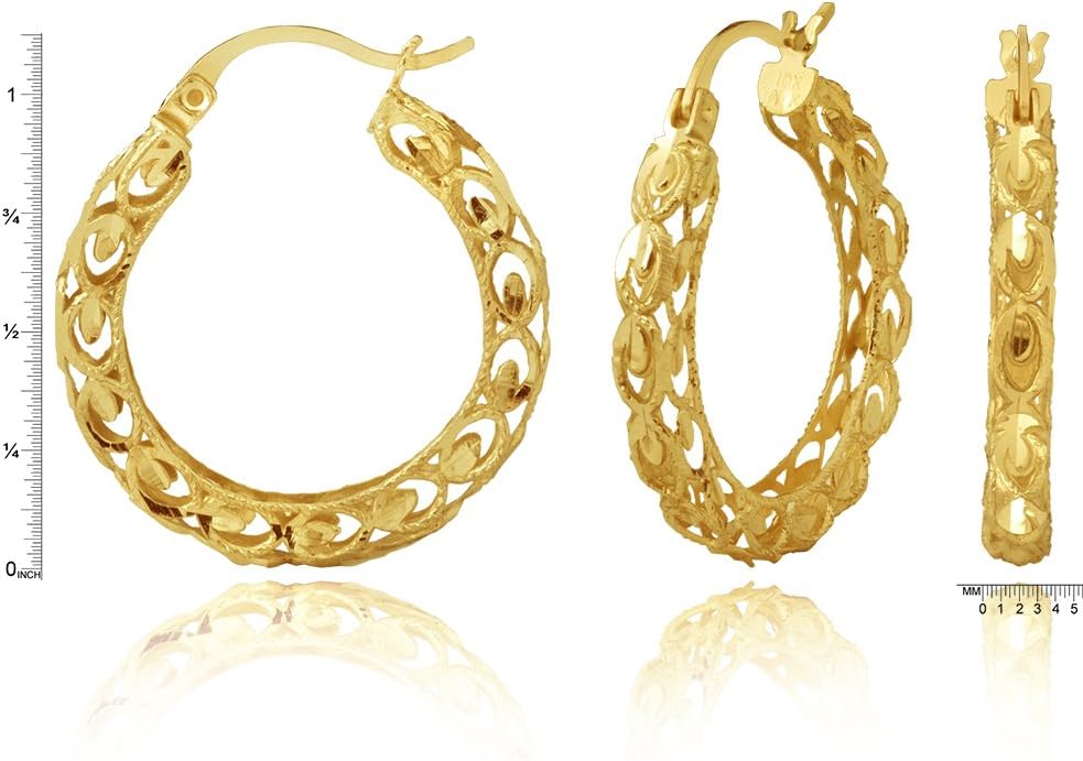 LoveBling 10K Yellow Gold 4mm Round Turkish Hoop Earrings
