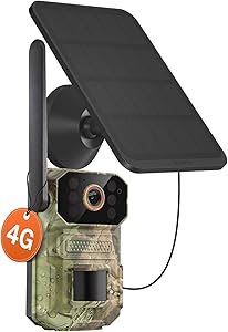 4G LTE Cellular Trail Camera with Solar Panel, 1080p Hunting & Outdoor Security, Two-Way Talk, Night Vision, Long-Range Motion Detection, IP65, Built-in SIM & Unlimited Plan, No WiFi Needed asin的图片
