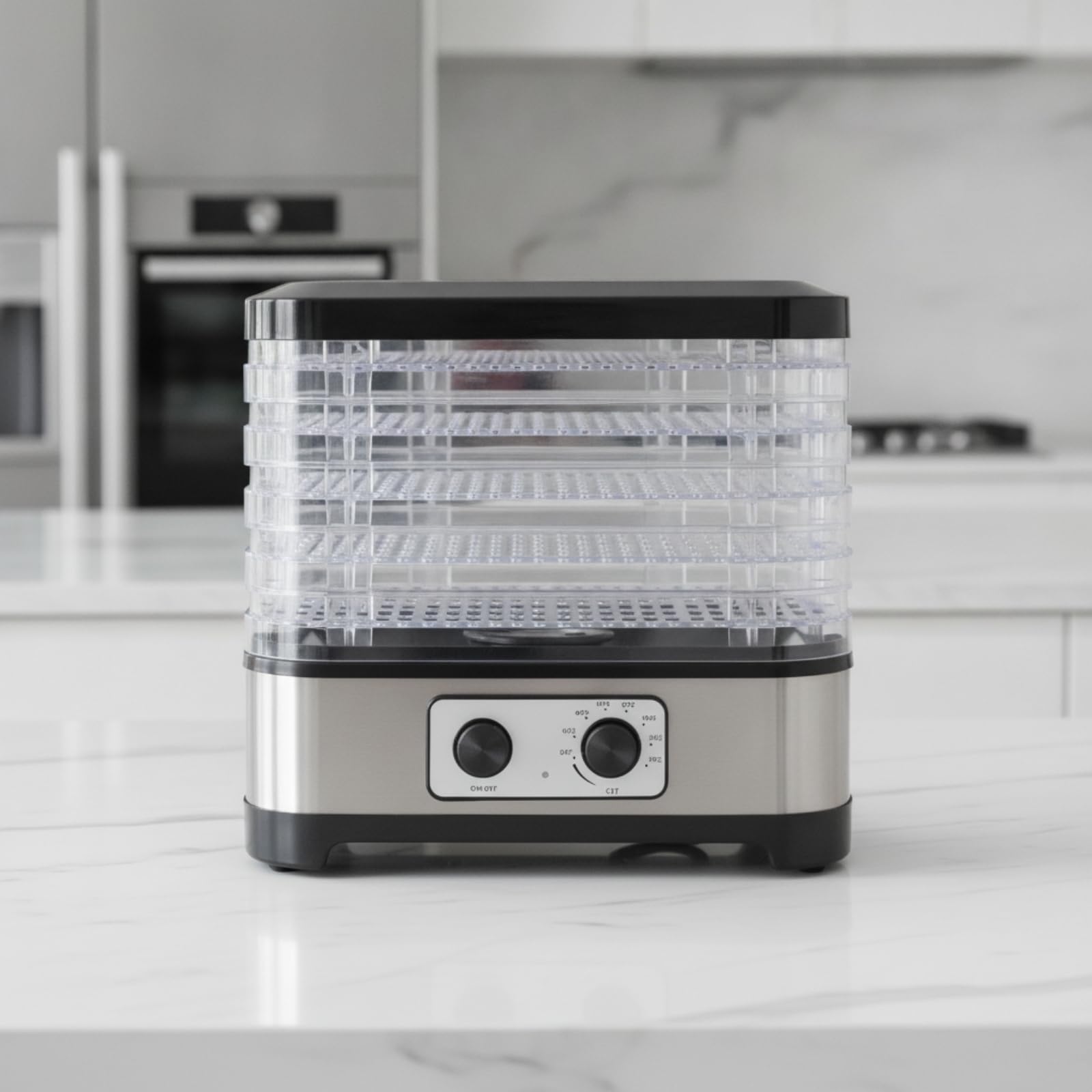 KESOTO Disidratatore Elettrico con 5 Vassoi Facile da Pulire Essiccatore con Corpo in Acciaio Inox Resistente Disidratatore Coperchio periore Nero