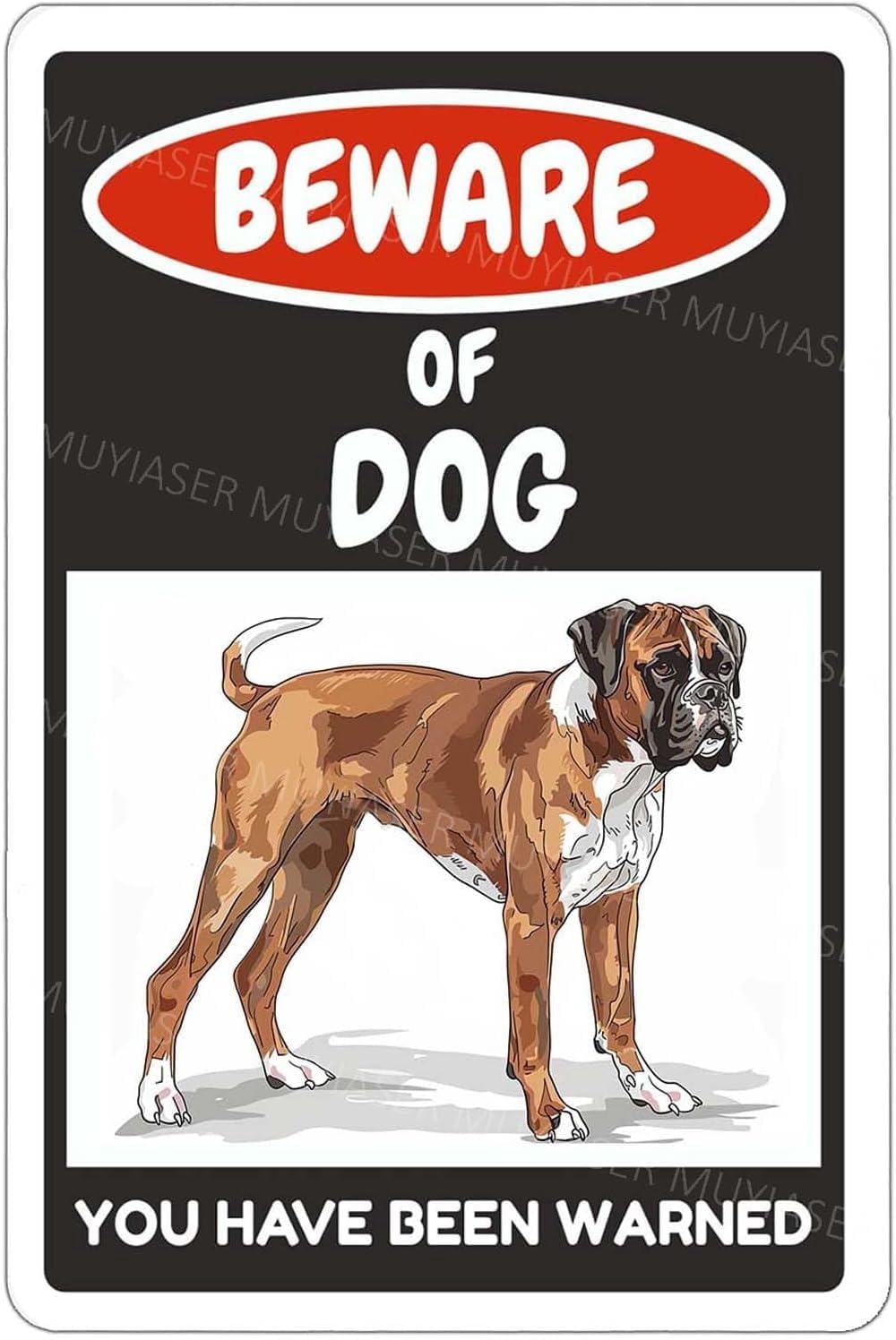 (2-Pack) Metal Tin Sign Beware Of Dog Sign Boxer You Have Been Warned Signs Door Sign Warning Sign For Fence Gate Yard Home Wall Decor 8x12 Inch
