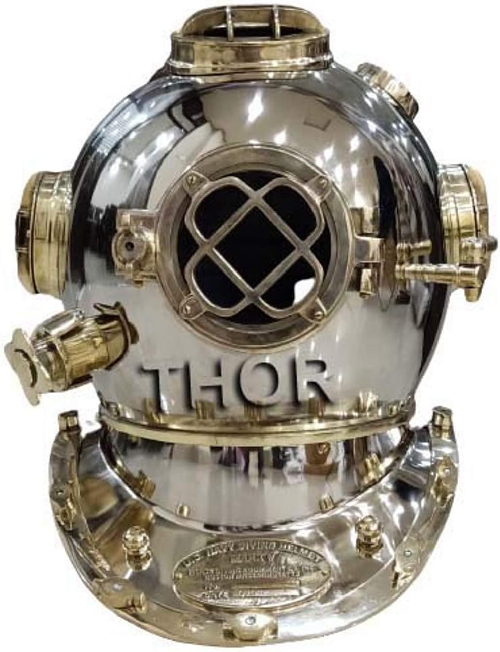 Vintage Brass US Navy Mark V Solid Diving Divers Helmet 18" Rustic Vintage Home Decor Gifts