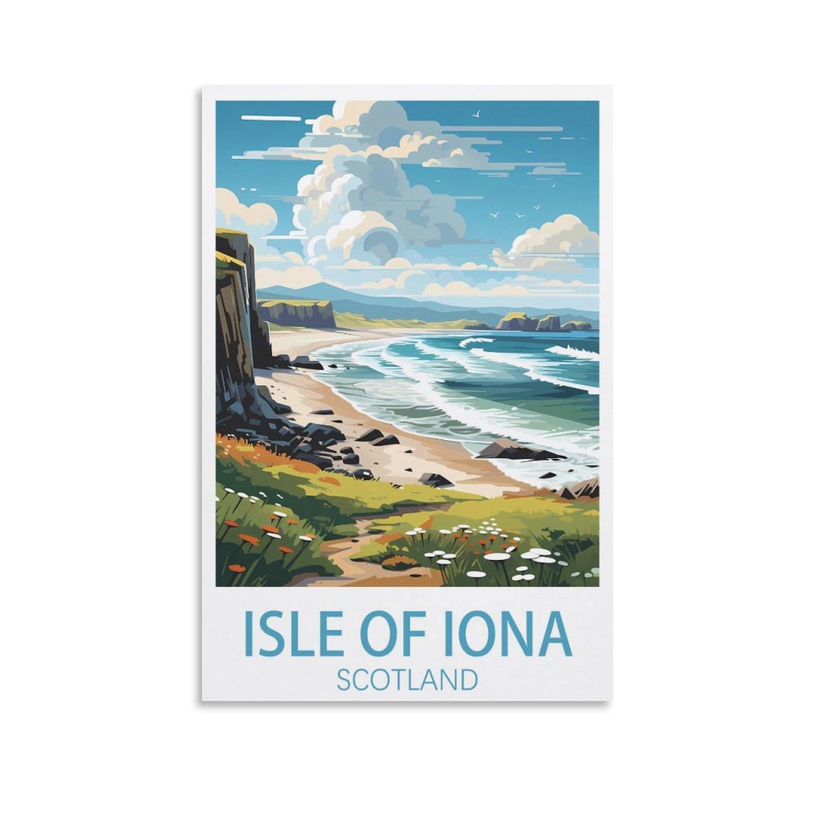 EZMLFA 5D Diamond Art Kits for Beginner,Isle of Iona Scotland Crystal Rhinestone Embroidery Craft Kits for Home Wall Decor Gifts, 50x60cm