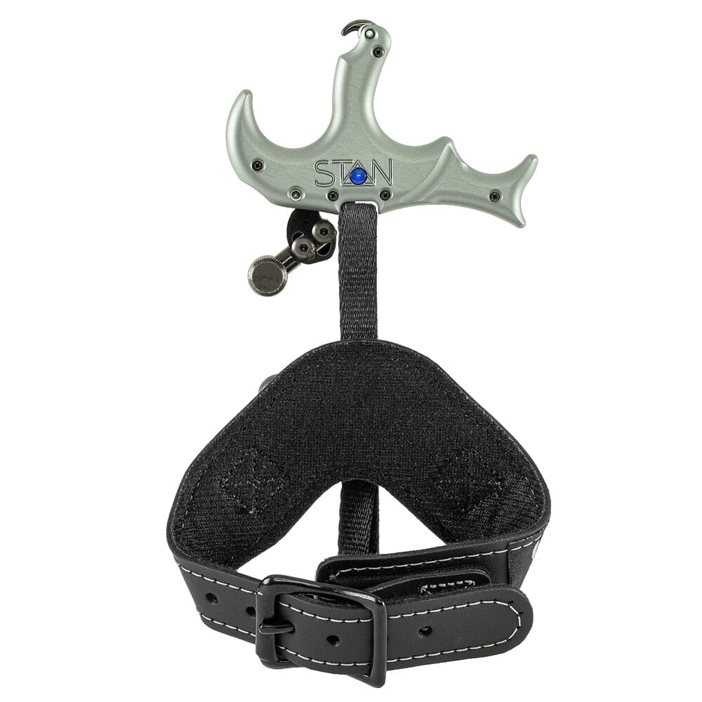 Stan Outdoors Axis 8469 Archery Release Aid, 3-Finger Design, Adjustable Trigger, Sage Green, Leather Wrist Strap, Open Hook, Auto Return