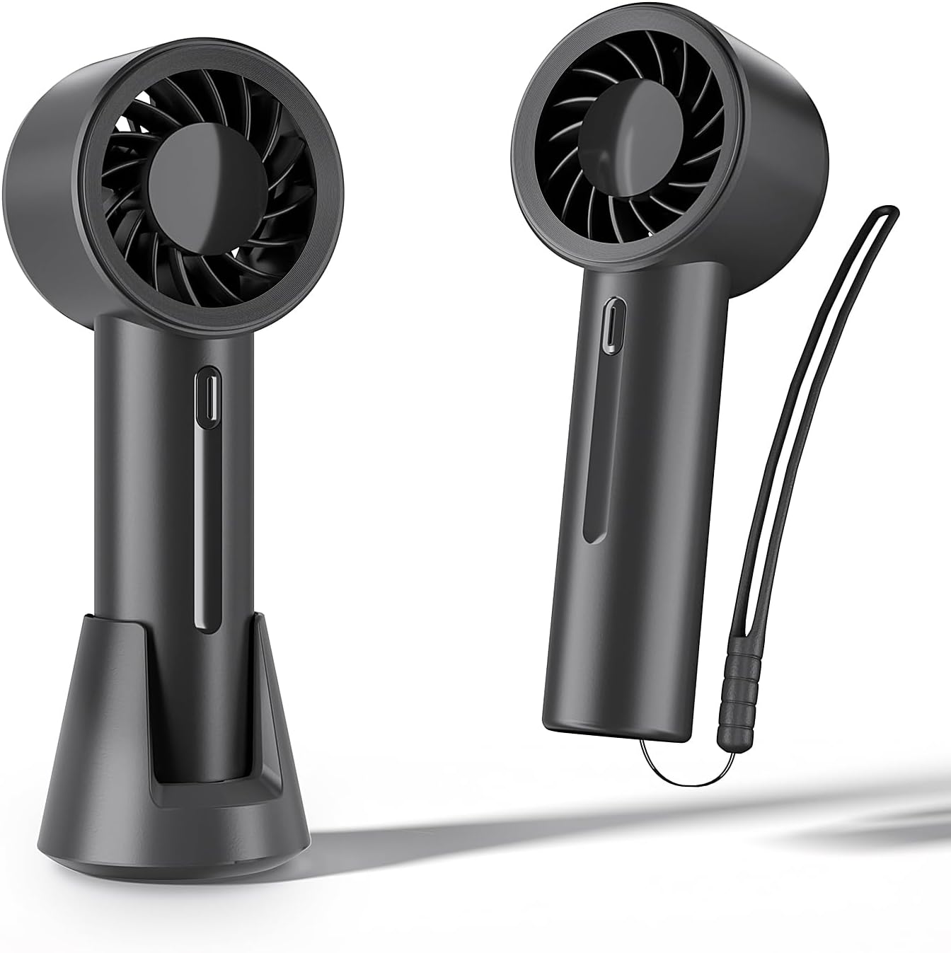 Mini Portable Fan, Handheld and Desktop Fan with Base, Small & Powerful 3 Speed, USB Rechargeable Battery Powered, Personal Cooling Fan for Travel Office Makeup Outdoor Summer Gift, Black
