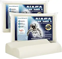 Kit 02 Travesseiro Nasa Cervical Anatômico Ortopédico Premium para fronha 50cmx70cm 14cm de Altura 100% Viscoelástico