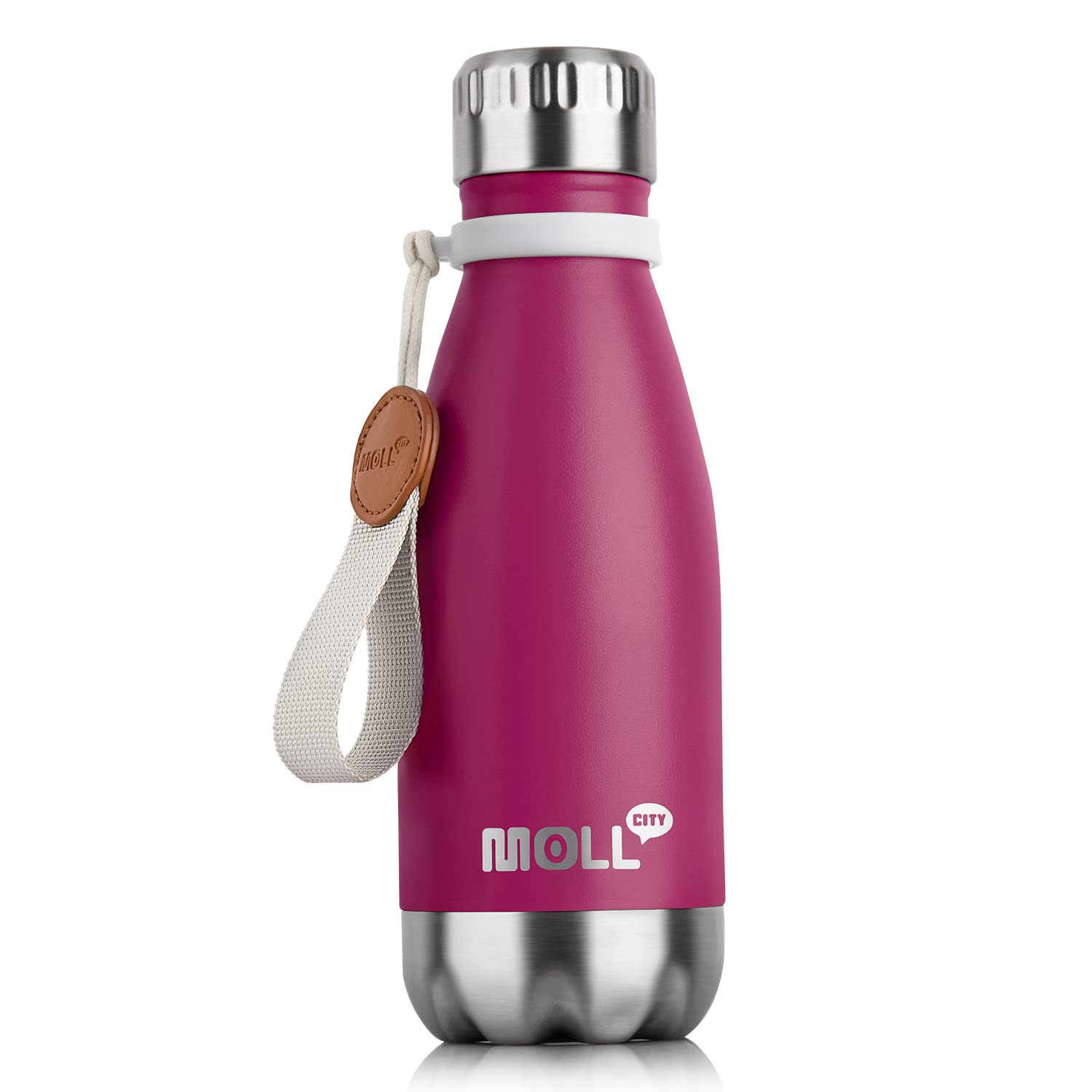 9 oz Water Bottle for Kids Stainless Steel Vacuum Insulated Flask Cola Shape Leak Proof Sports Water Bottle (Fuchsia Red)