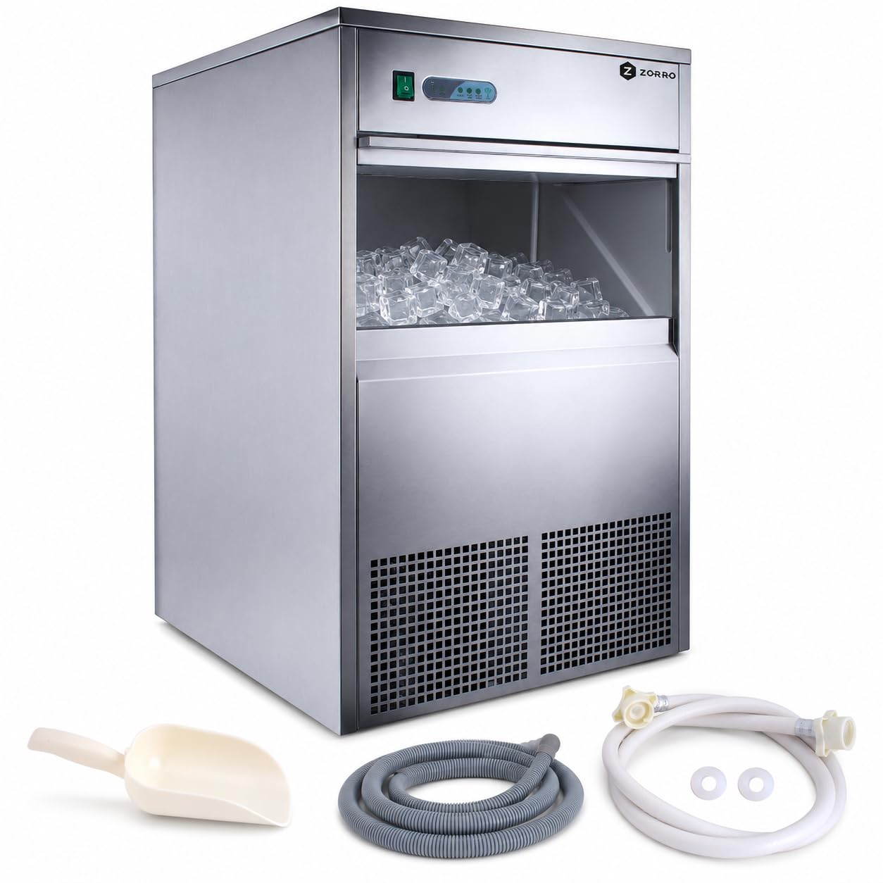 ZORRO Eiswürfelbereiter ZEB 50 ECO | 50kg/24h | Eiswürfelmaschine Gastro | Inkl. Zubehör