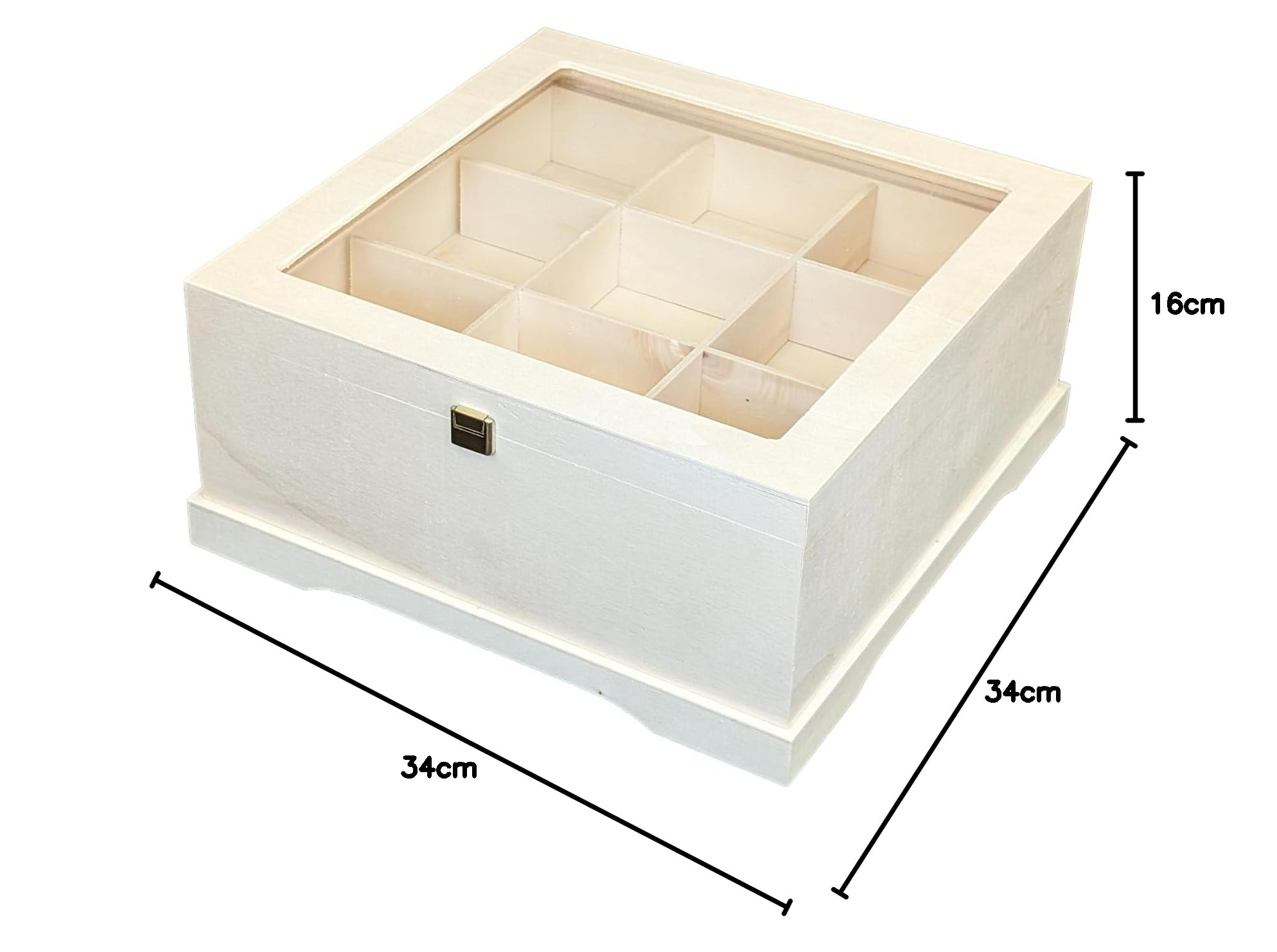 Caja Colecciones. Para corbatas, cinturones, minerales, etc.. En madera de chopo natural. Se puede pintar. Medidas: 34 * 34 * 16 cms.