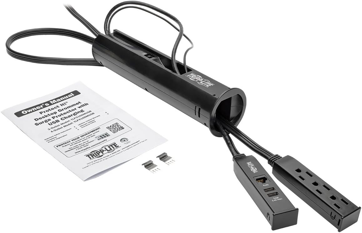 🔥 Hоt Dеаlѕ Tripp Lite 3 Outlet Desktop Surge Protector Power Strip for Grommet Installation, 2 USB Charging Ports, RJ45, Black, 10ft Cord (TLP310DMUSB) 50% оƒƒ Dіѕсоunt Tripp Lite 3 Outlet Desktop Surge Protector Power Strip for Grommet Installation, 2 USB Charging Ports, RJ45, Black, 10ft Cord (TLP310DMUSB)