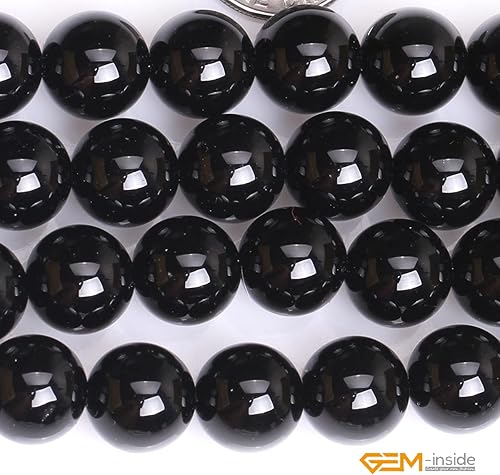 Miniatura 137 de GEM-Inside - Cuentas sueltas de piedra de lava negra natural de 0.315 in para hacer joyas, 15 pulgadas Cordierita de grado A