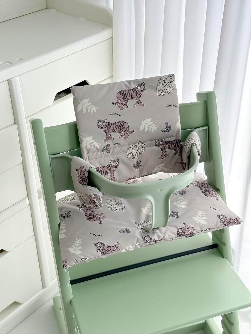 Cojín de tigre para silla de comedor de bebé con dibujos animados, impermeable, suave, de algodón PP, para niños, cálido y bonito cojín para silla de animal, tigre, una pieza