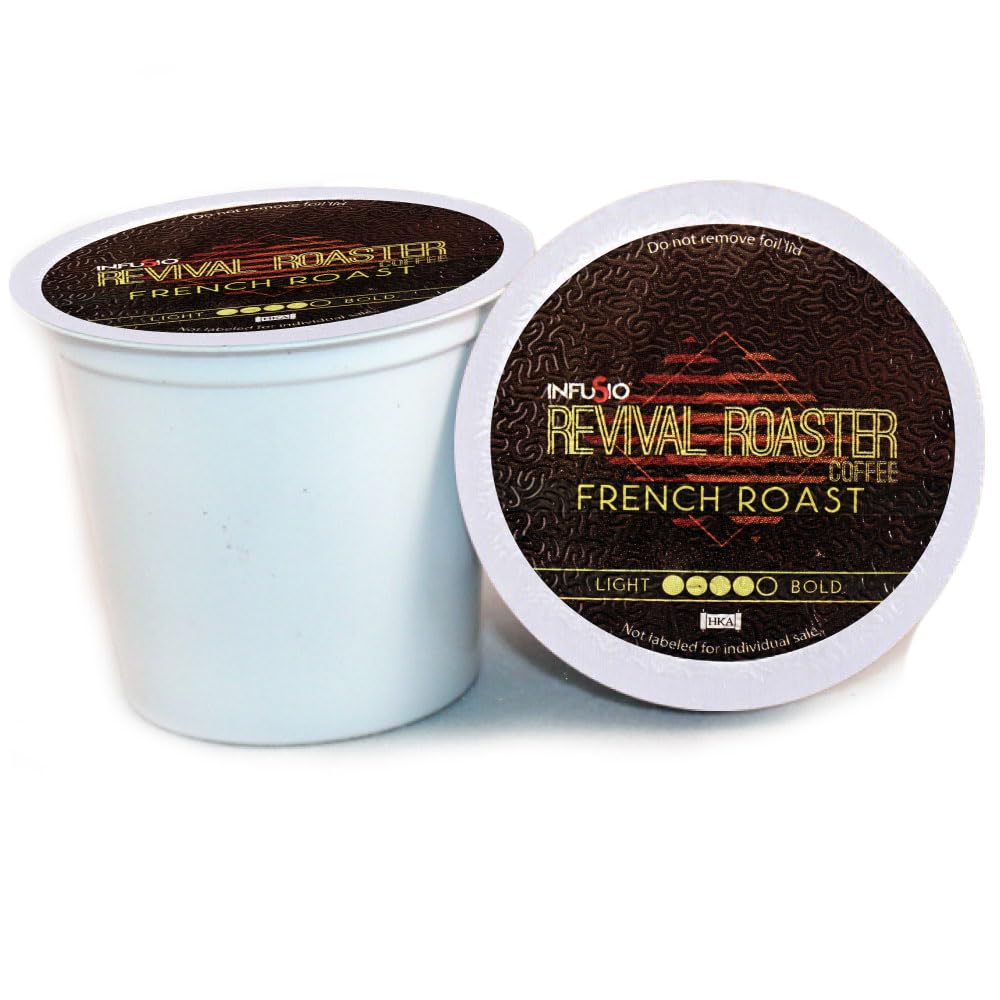 96-count French Roast, (Dark Roast Coffee) Single Serve Coffee Pods for Keurig K Cup® Brewers – InfuSio Revival Roaster Gourmet Roasted Coffee (French