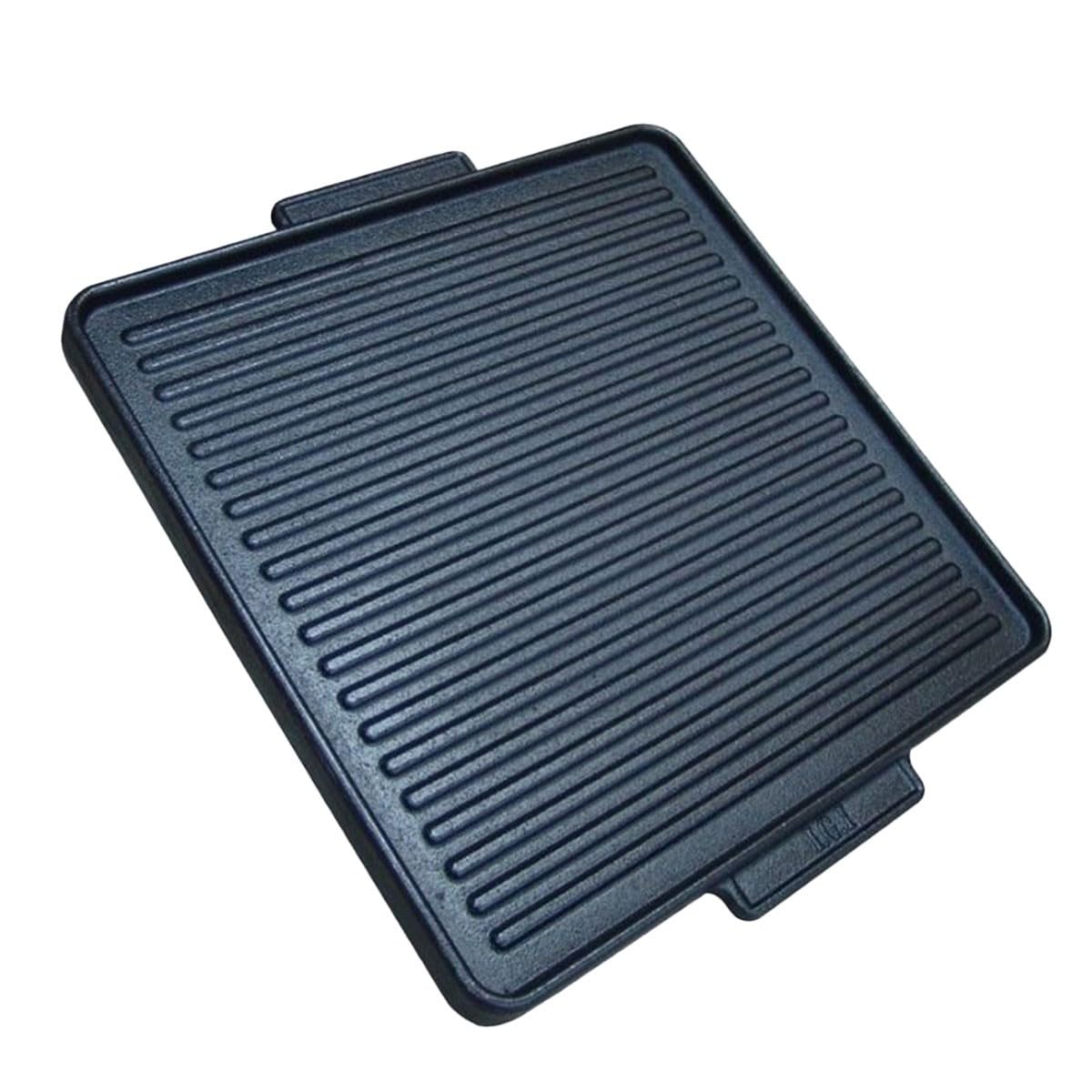 INTEC - Fornello a gas 2 fuochi Barbecue grill 9 kW 2 in 1: 2 bruciatori in ghisa + 1 piastra grill ghisa, 3 altezze modulabili Piezo