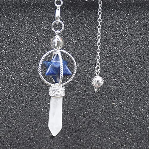 Raumdekoration Runde Perle Merkaba Wünschelrutenpendel Quarz Naturstein Weiß Rosa Kristall ReikiPendule Anhänger Pendel (Color : Pink Crystal)