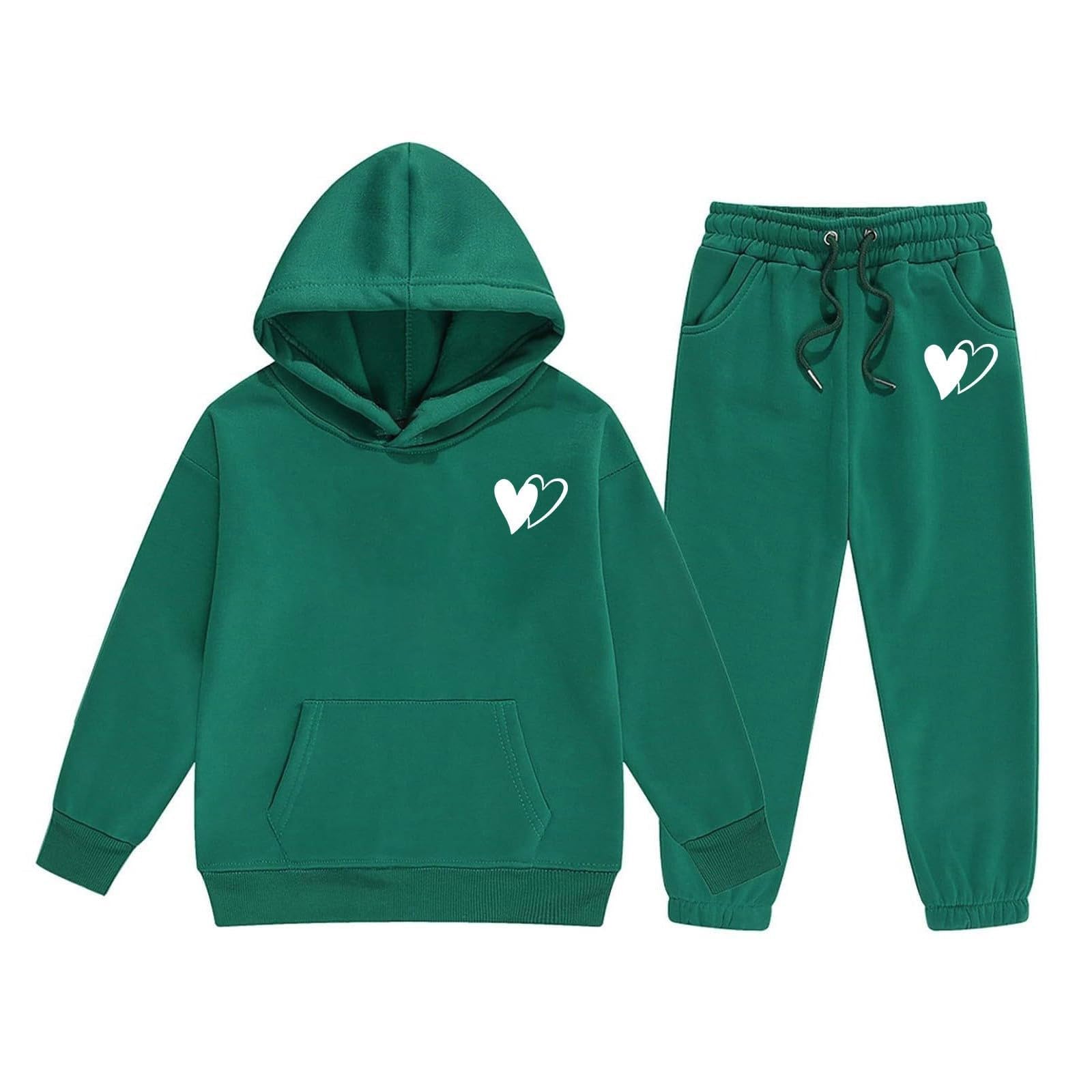 Conjunto deportivo de 2 piezas para niñas y niños, de manga larga, sudadera con capucha, pantalones deportivos, pantalones deportivos, ropa deportiva