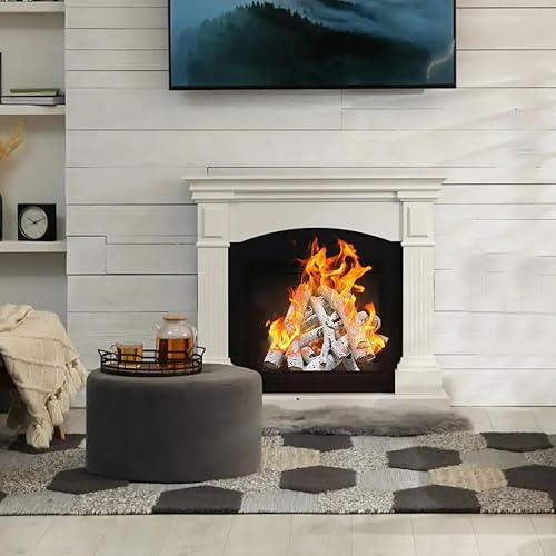 Miniatura 6 de dainiqukanhai Juego de troncos de cerámica para chimenea de gas, troncos de madera de abedul blanco para cuenco de fuego de interior y exterior,