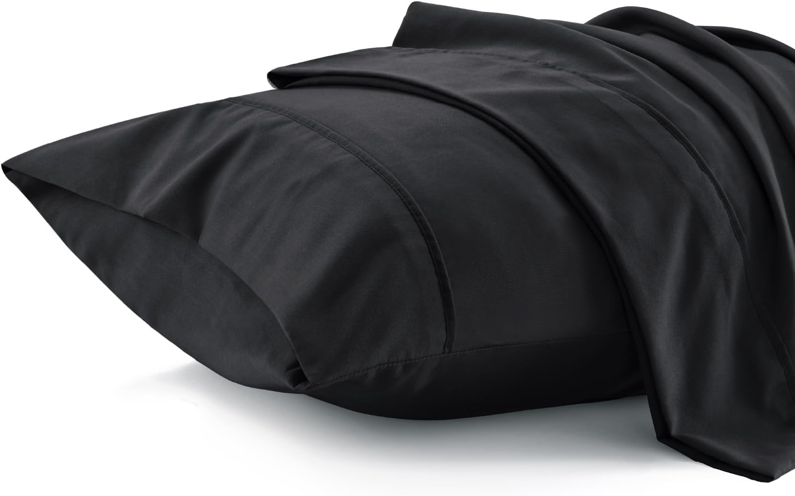 King Size Pillow Cases Set of 2 - Black Polyester Microfiber Pillowcases 2 Pack, Super Soft Pillow Case Cover with Envelop Closure, 20x40 Inches
