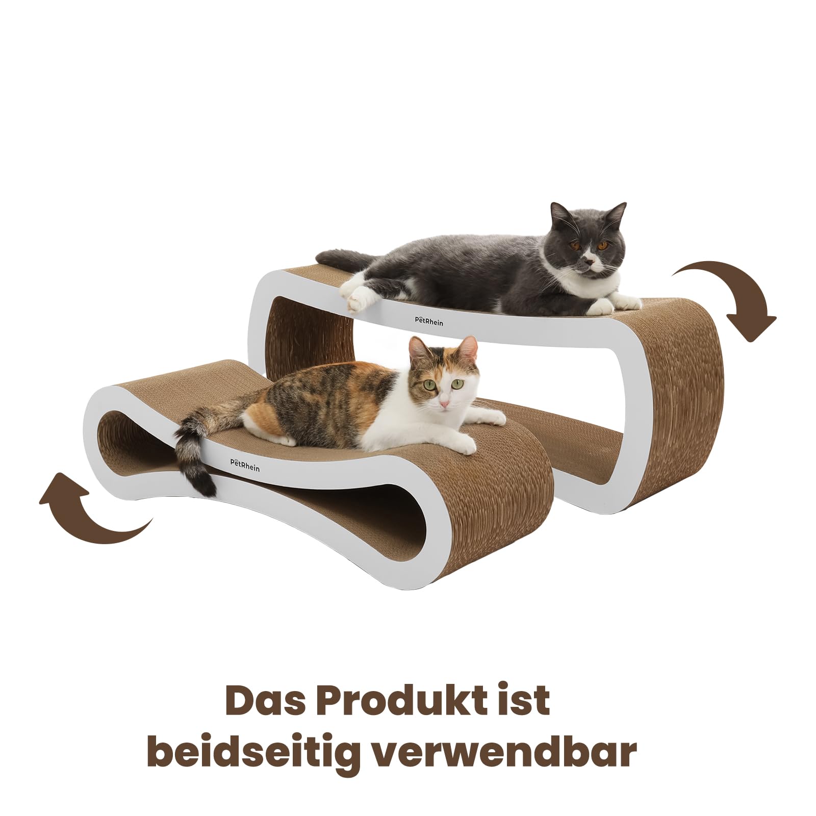 Ascent Paw Kratzbrett Katze XXL Set 86+75cm - Zwei-in-Eins Kratzpappe Wendbar Beidseitig, Hochverdichtete Wellpappe Groß, Kratzmöbel Katzenkratzbrett Weiß