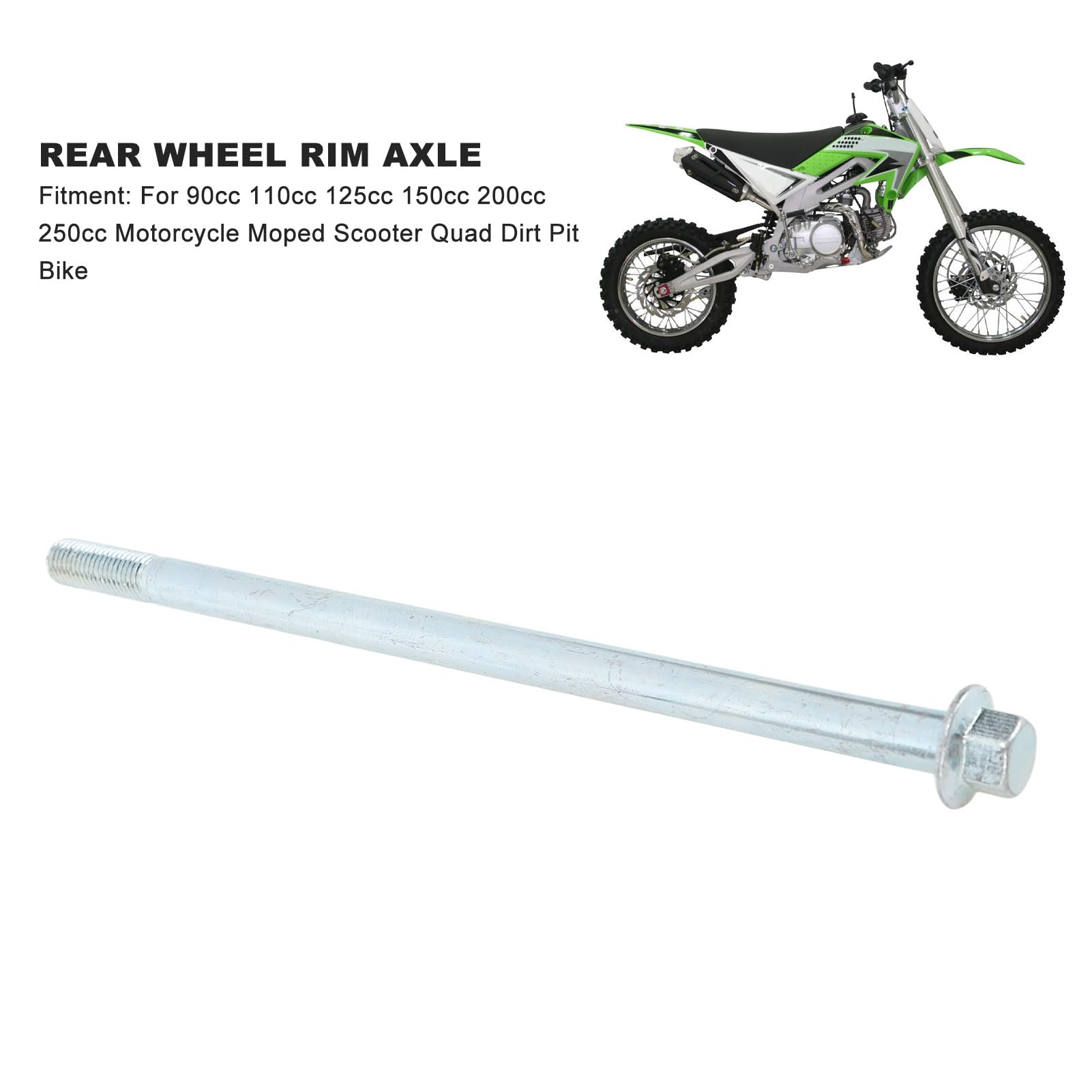 axes de jante de roue arrière, boulon de montage d'essieu de bras oscillant, entretoise d'axes de roue arrière avant pour moto cyclomoteur Scooter Quad Dirt Pit