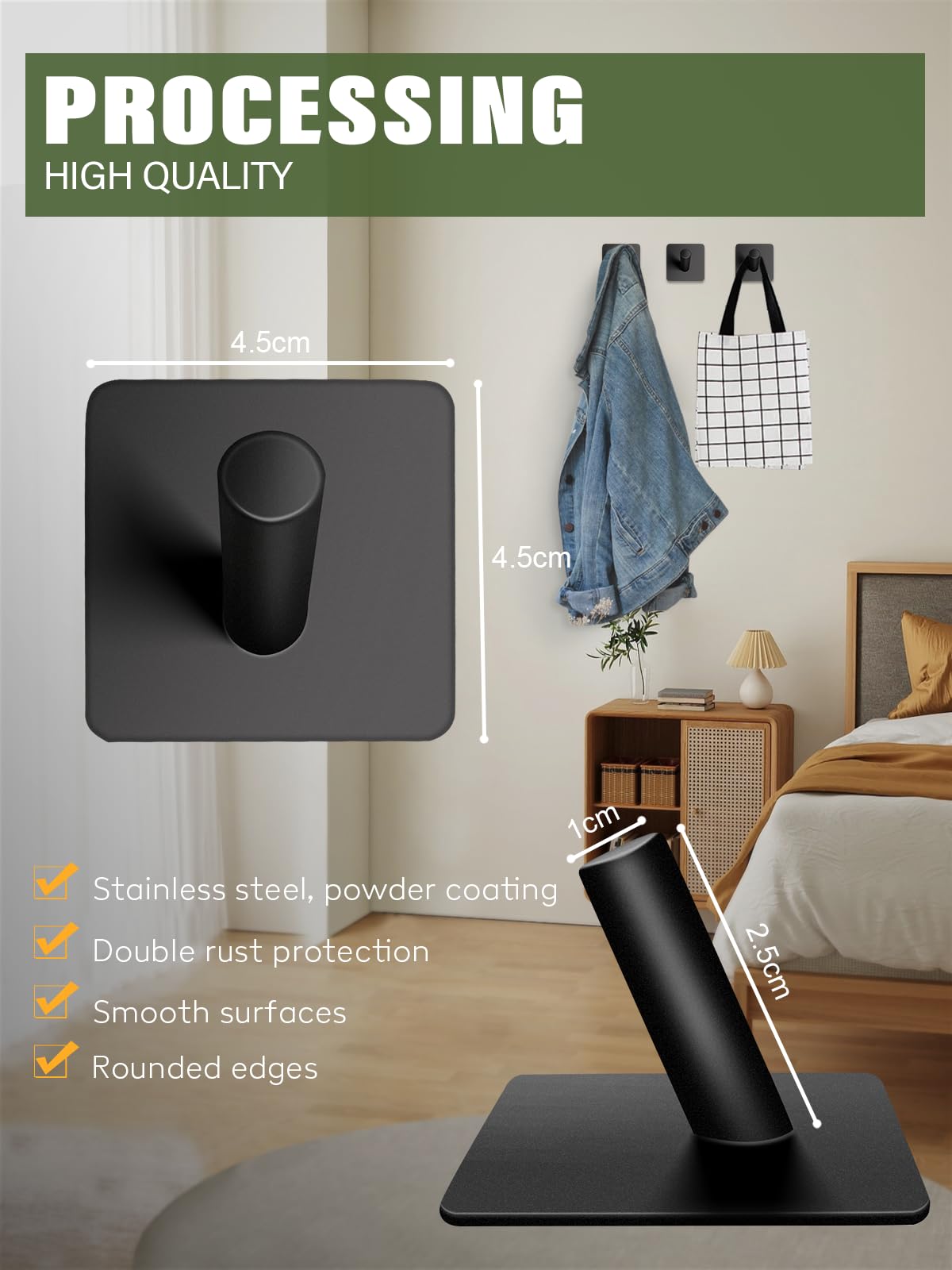 PROPOR Ganci Adesivi Per Bagno - 3 Pezzi, Acciaio Inox, Senza Forare, Per Asciugamani E Accappatoi - Foto 10