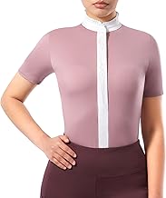 Harrison Howard Women's Equestrian Short Sleeve Riding Top Show Shirt Rider Sport Sun Shirt