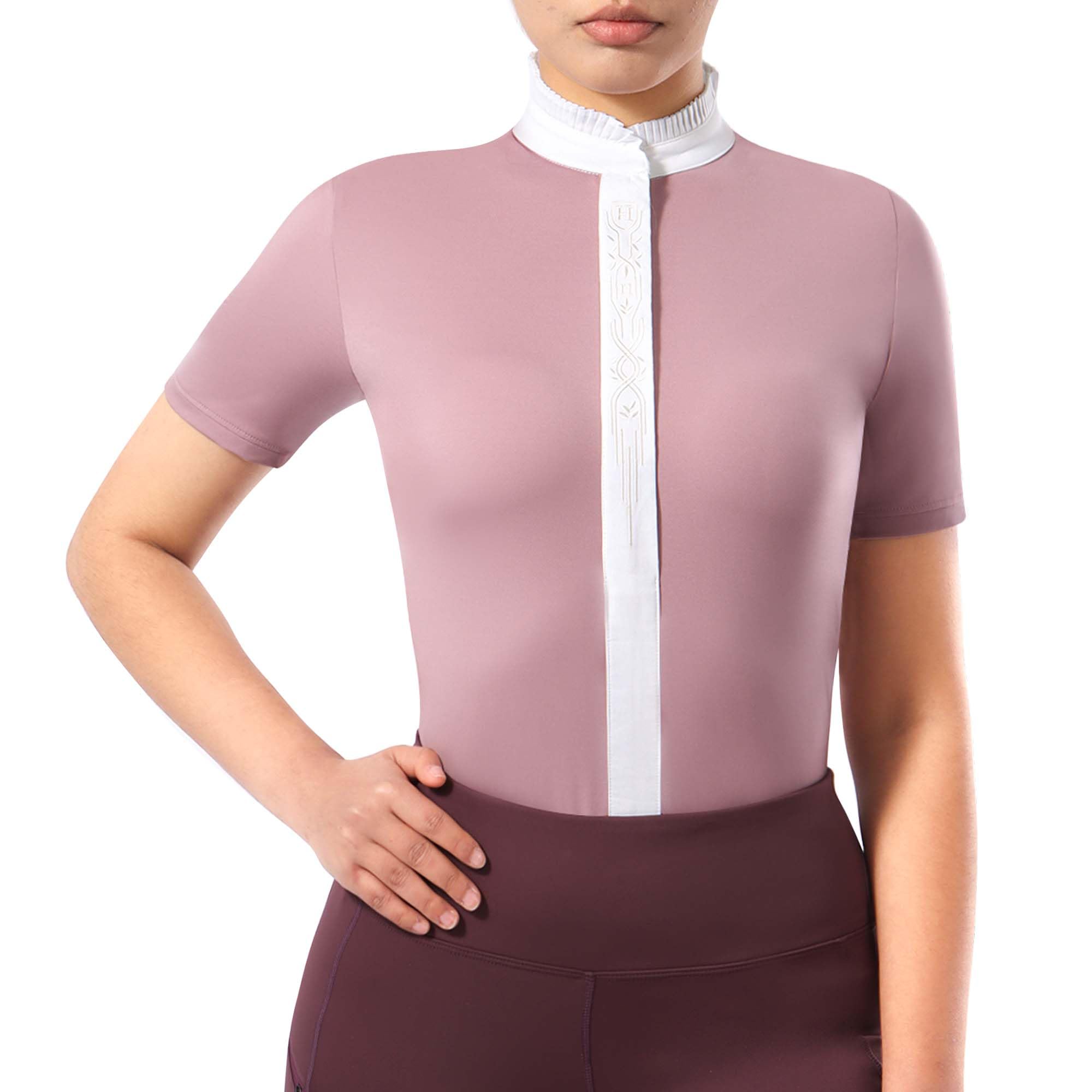Harrison Howard Camiseta de equitación de manga corta para mujer