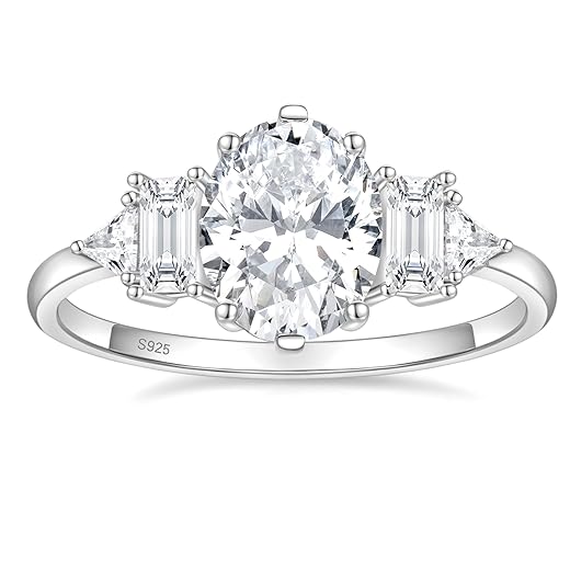 EAMTI 3CT 925 Sterling Silver Wedding Rings for Women Oval Cut Cubic Zirconia Engagement Promise Rings for Her Size 4-10