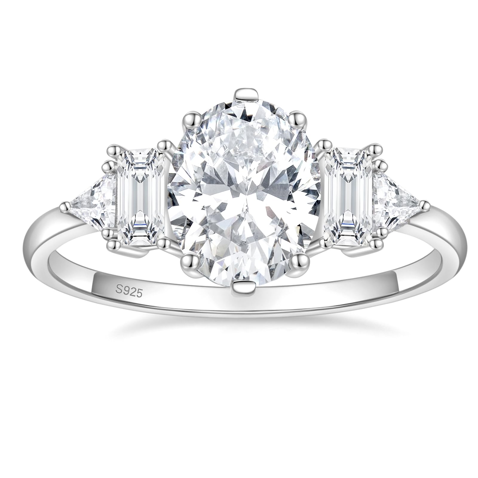 EAMTI 3CT 925 Sterling Silver Wedding Rings for Women Oval Cut Cubic Zirconia Engagement Promise Rings for Her Size 4-10