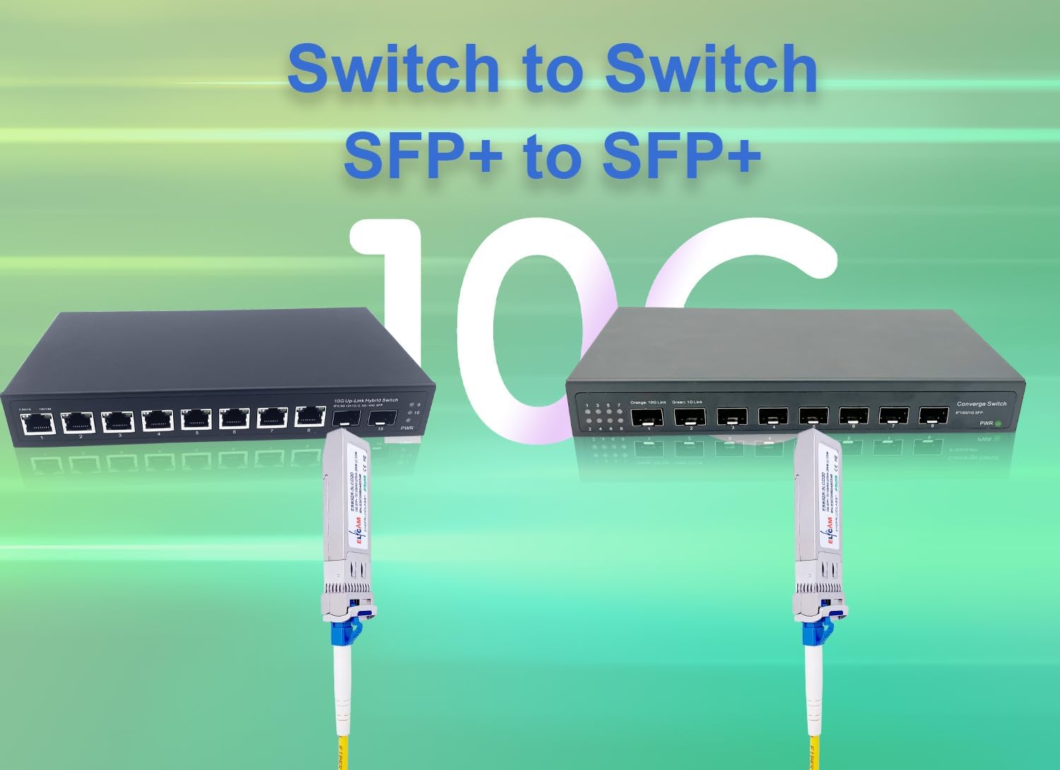 Elfcam® - 1 Coppia 10Gbps SFP+ BiDi Modulo di Transceiver a Fibra Ottica 1270nm/1330nm, con Fibra Port LC Simplex Monomode, Compatibile con HPE(HP-Aruba),DDM 20km